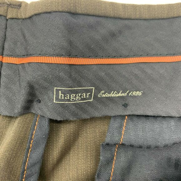 Haggar Brown Flat Front Straight Leg Dress Pants Chinos Men's Size 34x30 - Picture 3 of 7